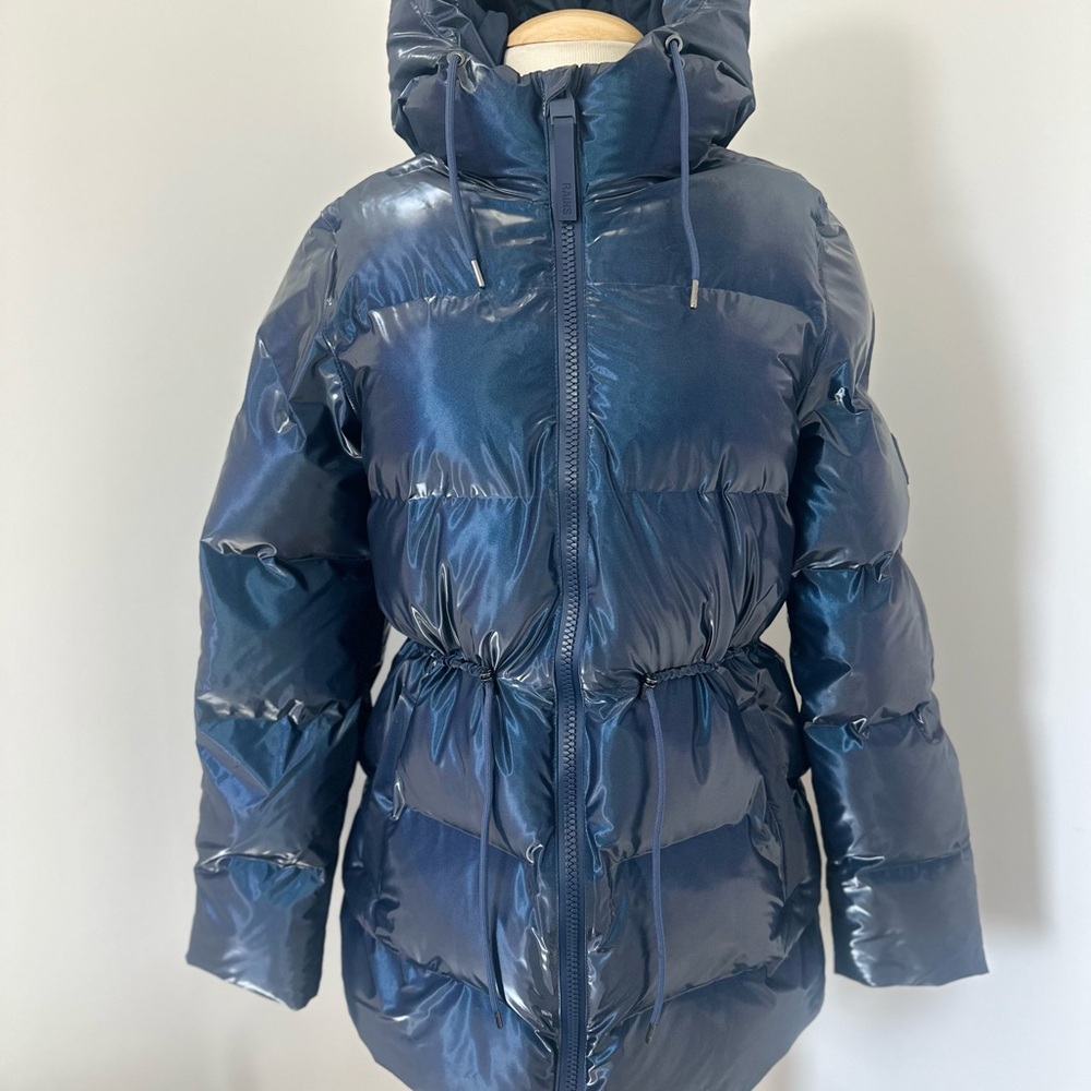 Rains Alta Long Puffer w/ Waist String and Hood Jacket